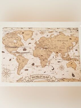 Vintage Style Paper World Map Placemats - Set of 10 New